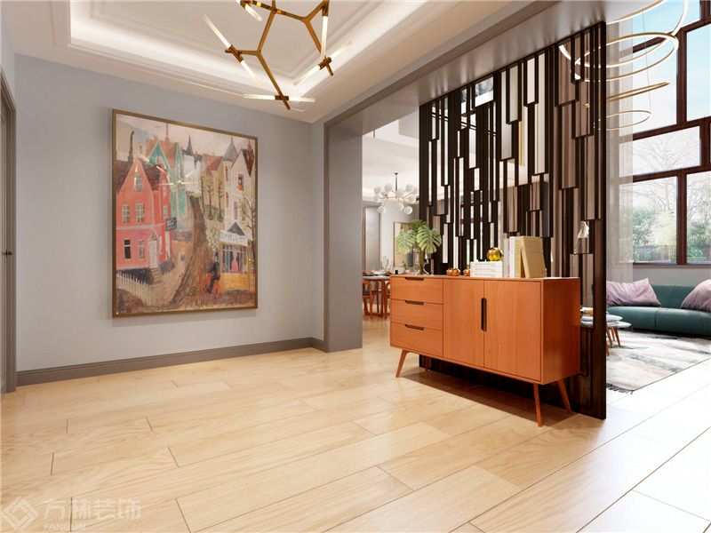 玄关：镂空金属屏风，虚与实的结合，将两个空间有效互通