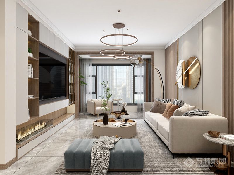 正厅方正宽敞 客餐厨之间功能相结合 动线流畅而有序 简洁的造型和克制的用色 使空间显得干练而纯净