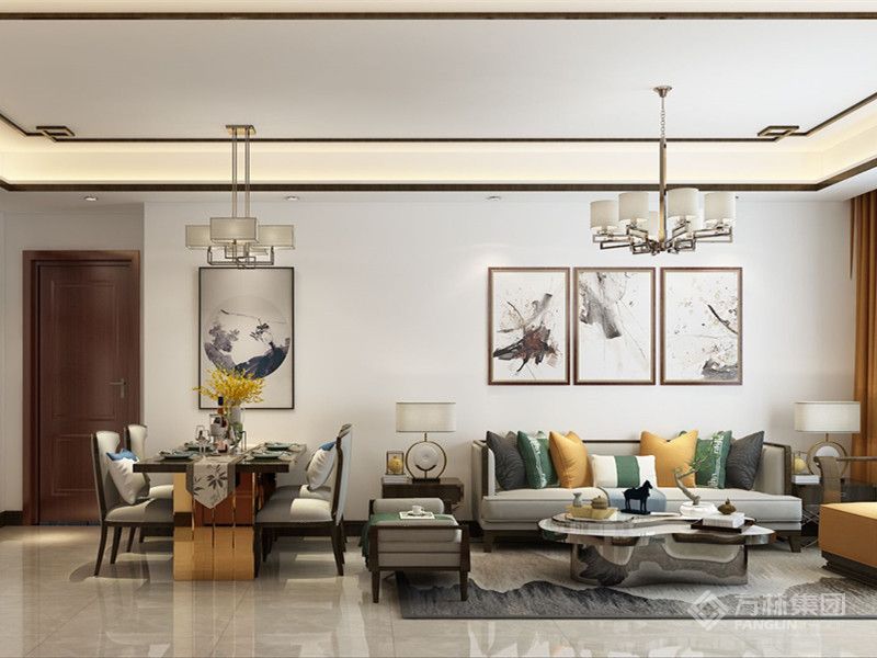 整体以洁白的基调贯穿空间，搭配素雅的软装烘托空间的美感，简洁而大气，宛如出土的莲花清新脱俗