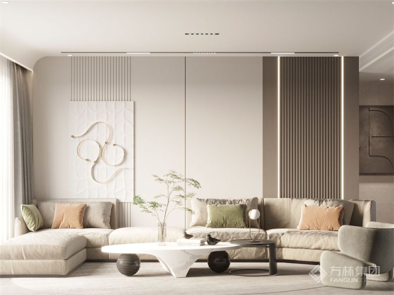 整体柔和简约的现代造型，给空间一个舒适之感，同时兼顾实用性
