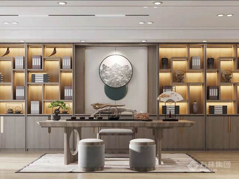 茶室空间大气、温馨，与业主本身的气质相得益彰。