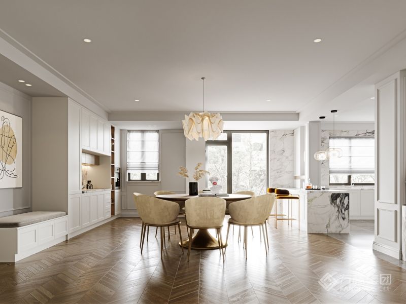 整体的线条要突出对称性，高贵典雅，用色上采用白色和原木色的样式来进行表达，为了凸显高贵和奢华的气质，更加看重它们的档次。