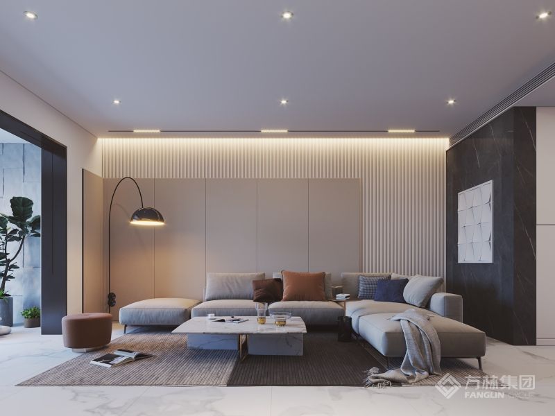 岩板配合柜体的背景墙，简约而不简单。