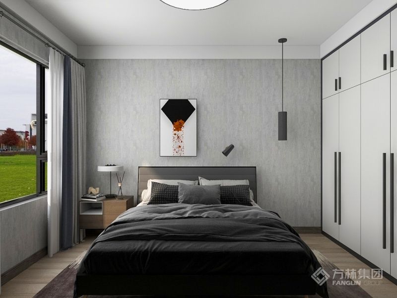 衣柜定制增加储物空间，床头线性灯增加室内格调