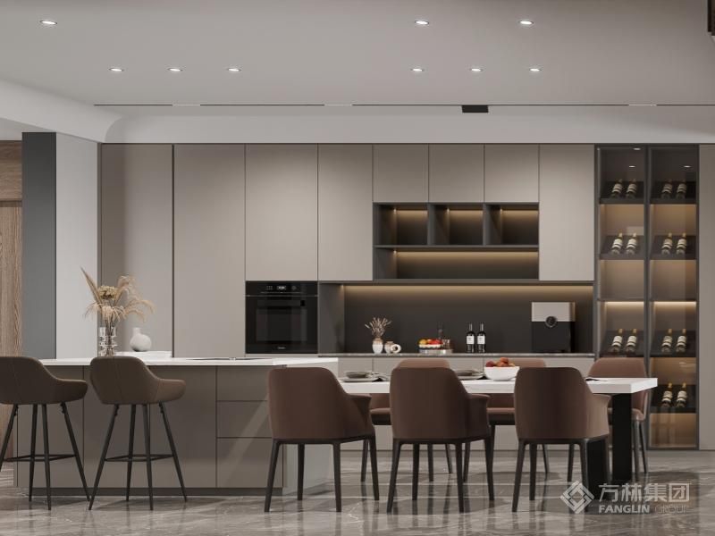 利用联动门创造出动静分合的空间设计，根据不同的生活状态自由开放与关闭，兼顾美学与日常切实的功能性。