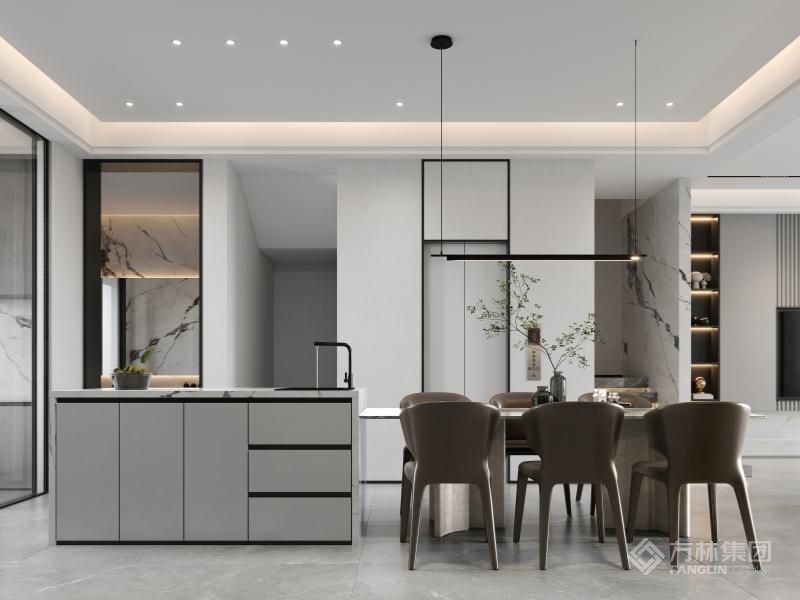 餐厅整体配色辅助清晰明快的节奏，逻辑走向序列明了，迎合情感所需，不知不觉之间与心对话，身心共鸣。