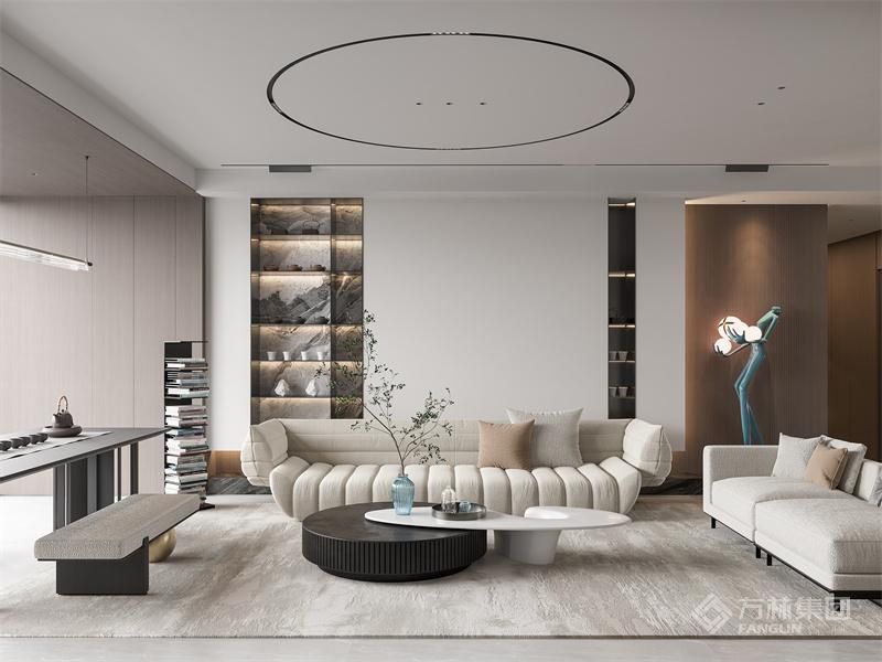 自然纹理的木饰面 结合墙面装饰 创造出多层次的艺术美感 简洁而大气