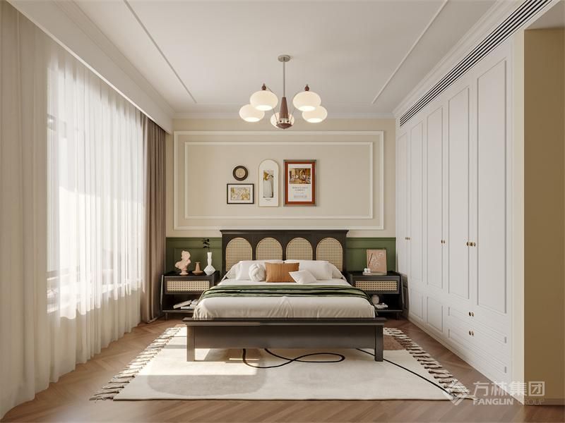 简单的PU线条勾勒出背景墙的造型。让整个空间效果更加细腻。