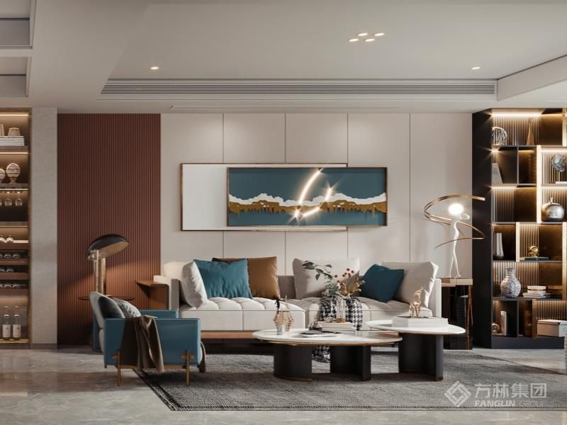 岩板与格栅相结合，进门后的代入感让这个家显得低调奢华