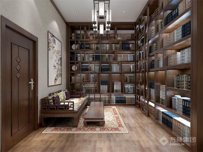 直通到顶的满墙书柜，不仅实用上储藏空间多，也彰显了主人的文化氛围，下班回家，泡上一壶热茶，挑上自己喜欢的书籍，也是另一种放松
