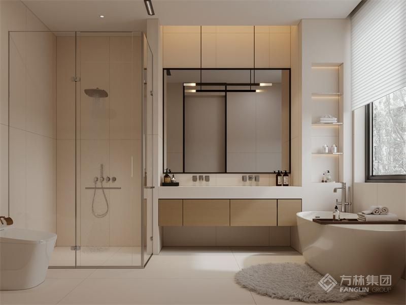 独立浴缸：提供舒适的泡澡体验。同时成为卫生间的视觉焦点。增加卫生间的豪华感。浴屏实现干湿分离，保暖效果好，防止热气快速散失。既能满足舒适泡澡的需求，又能保持卫生间的整洁干燥。