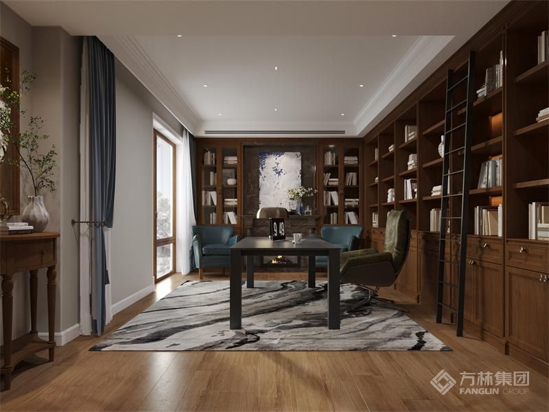 根据主人的需求和喜好进行个性化设计。不仅满足了书房的功能需求，还能体现出主人的品味和风格。采用实木、皮革等自然材质，营造质感。搭配挂画、摆件等，增添书房的艺术氛围。